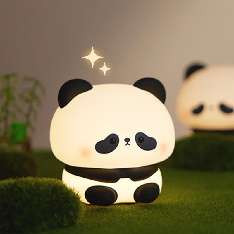 Cute Panda LED Night Light – Soft Silicone Touch Lamp with USB Charging & Timer 🐼✨