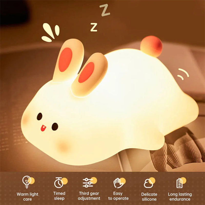 Adorable LED Night Light – Big Face Rabbit Touch Sensor Lamp