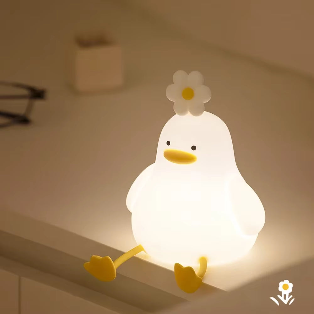 Duck Silicone Night Light with Timer USB Rechargeable,Dimming Touch Lamp,Sleeping Bedroom,Cartoon Animal Decor,Gift for Children