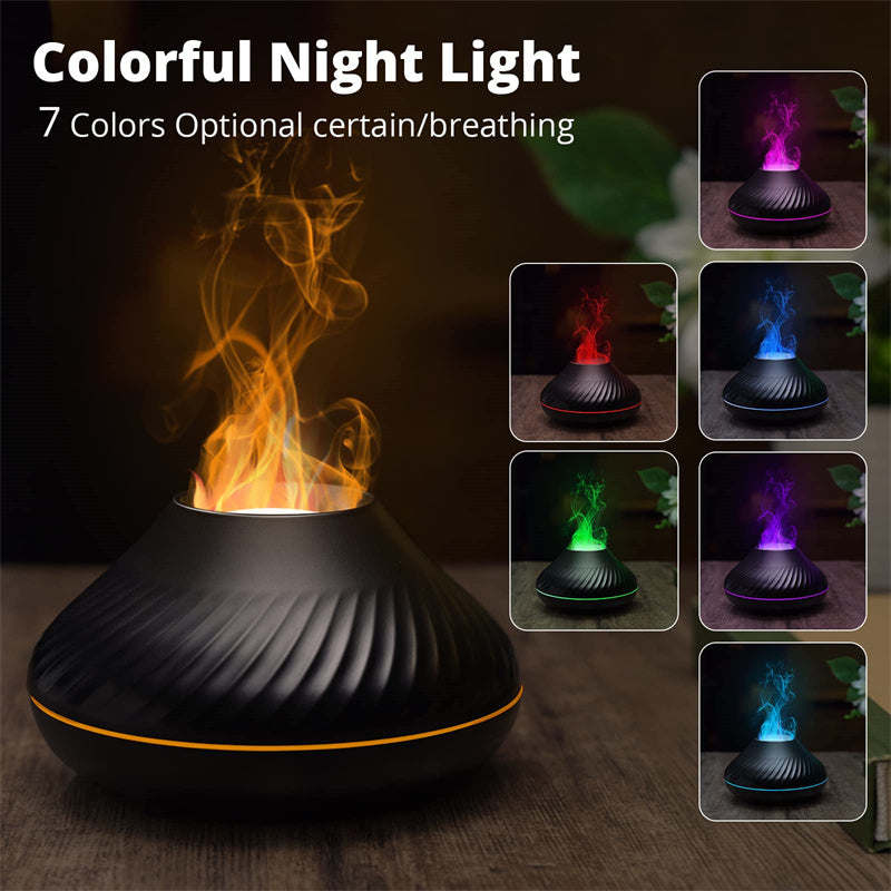 Volcanic Flame Aroma Diffuser – 130ml Essential Oil Humidifier with LED Light