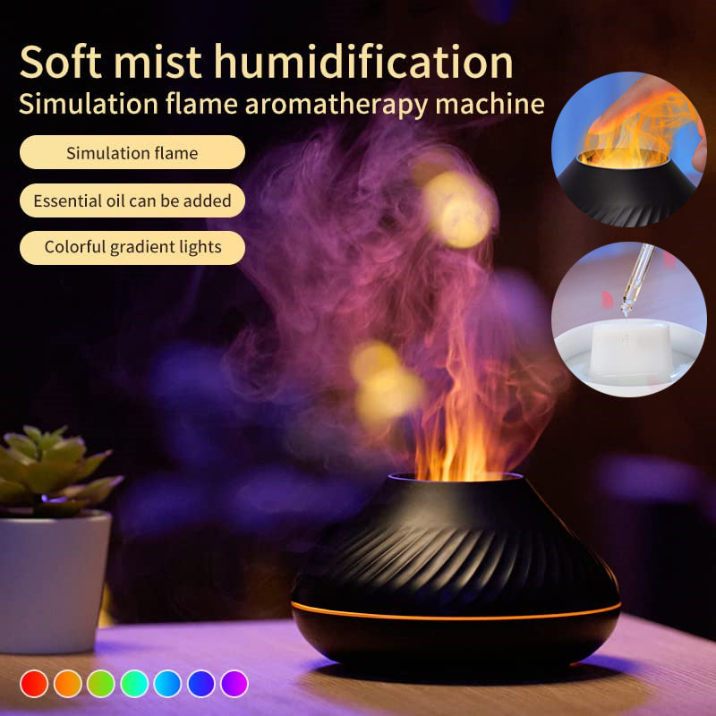 Volcanic Flame Aroma Diffuser – 130ml Essential Oil Humidifier with LED Light