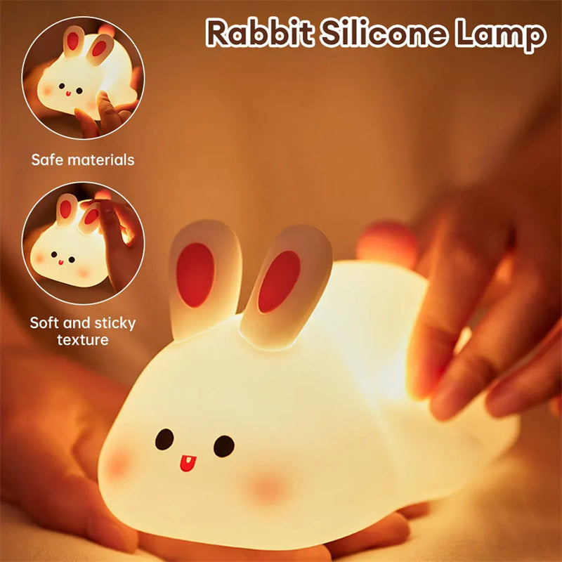 Adorable LED Night Light – Big Face Rabbit Touch Sensor Lamp