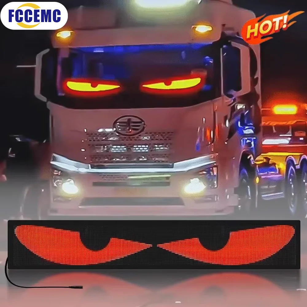 Devil Eye LED Pixel Panel Light – Bold & Eye-Catching Windshield Display for Cars & Trucks