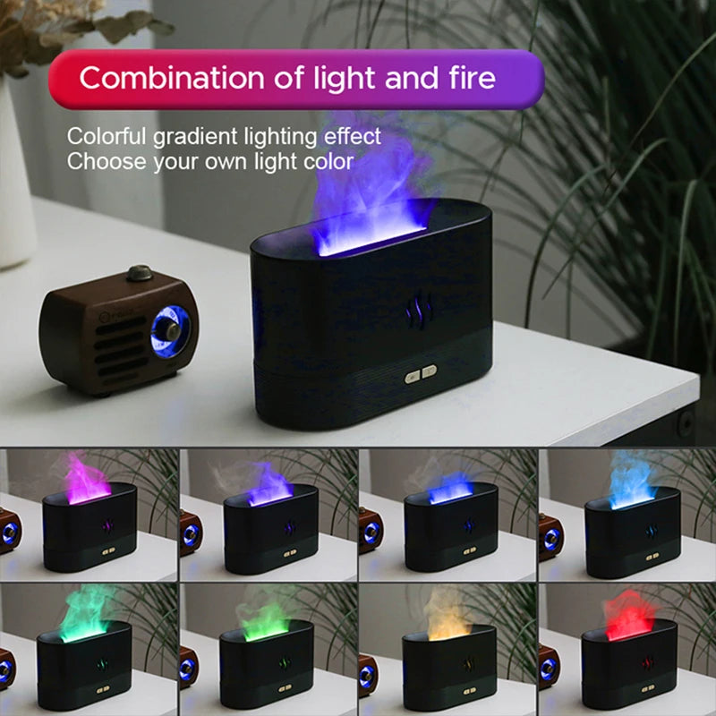 Flame Effect Aroma Diffuser & Ultrasonic Air Humidifier – Cool Mist Maker with LED Lighting 🌿💨🔥