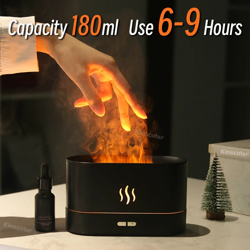 Flame Effect Aroma Diffuser & Ultrasonic Air Humidifier – Cool Mist Maker with LED Lighting 🌿💨🔥