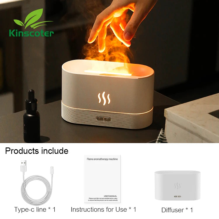 Flame Effect Aroma Diffuser & Ultrasonic Air Humidifier – Cool Mist Maker with LED Lighting 🌿💨🔥