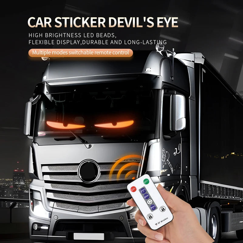 Devil Eye LED Pixel Panel Light – Bold & Eye-Catching Windshield Display for Cars & Trucks