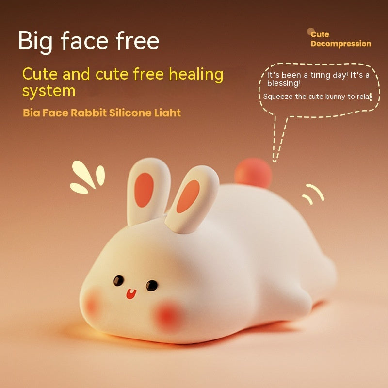 Adorable LED Night Light – Big Face Rabbit Touch Sensor Lamp