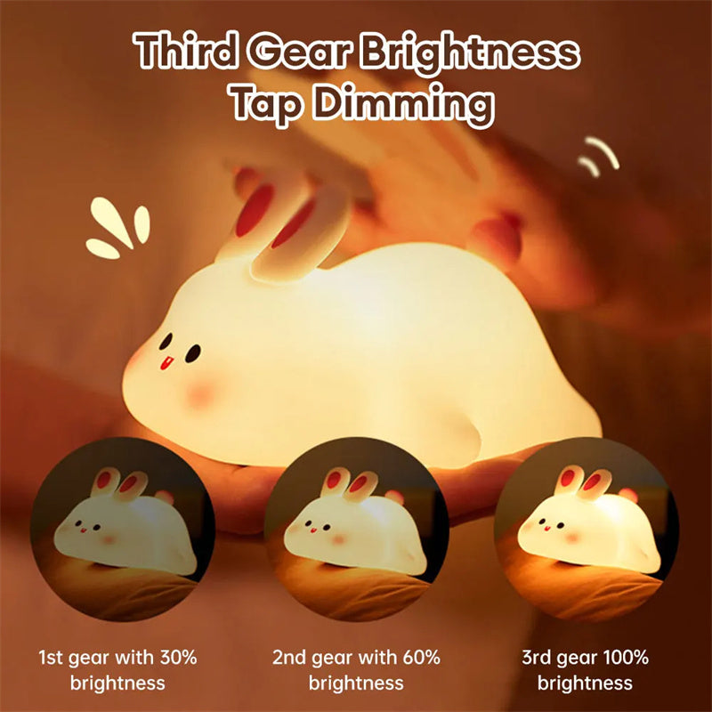 Adorable LED Night Light – Big Face Rabbit Touch Sensor Lamp